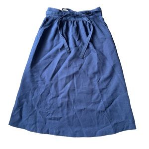 Vintage navy blue double side waist tie adjustable wrap skirt with POCKETS
Large